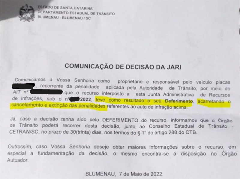 Documento oficial de arquivamento de Multa de cassação da PPD em Santa Catarina – caso real da Capitol Assessoria